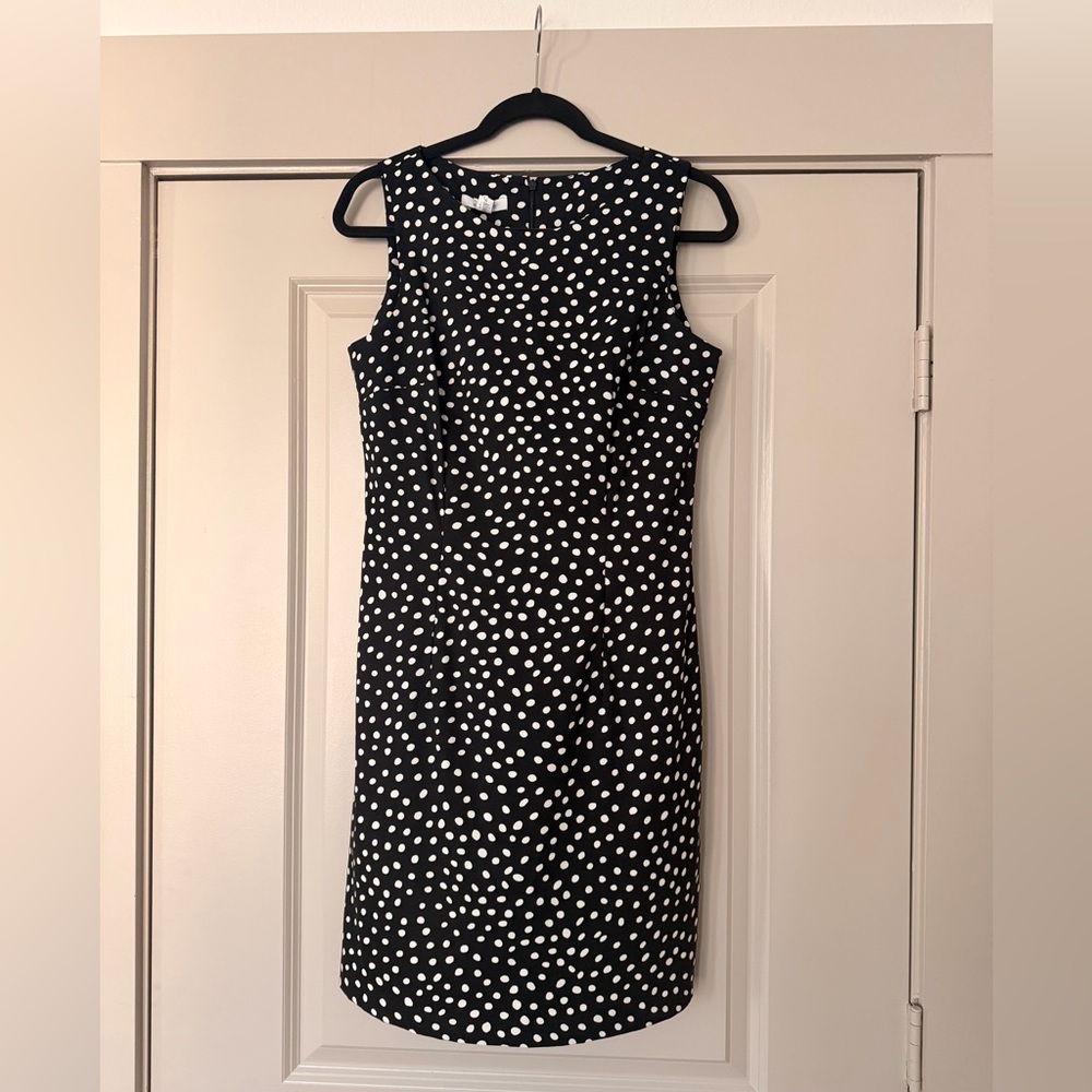 dressbarn Black and White Polka Dot Midi Sheath Dress